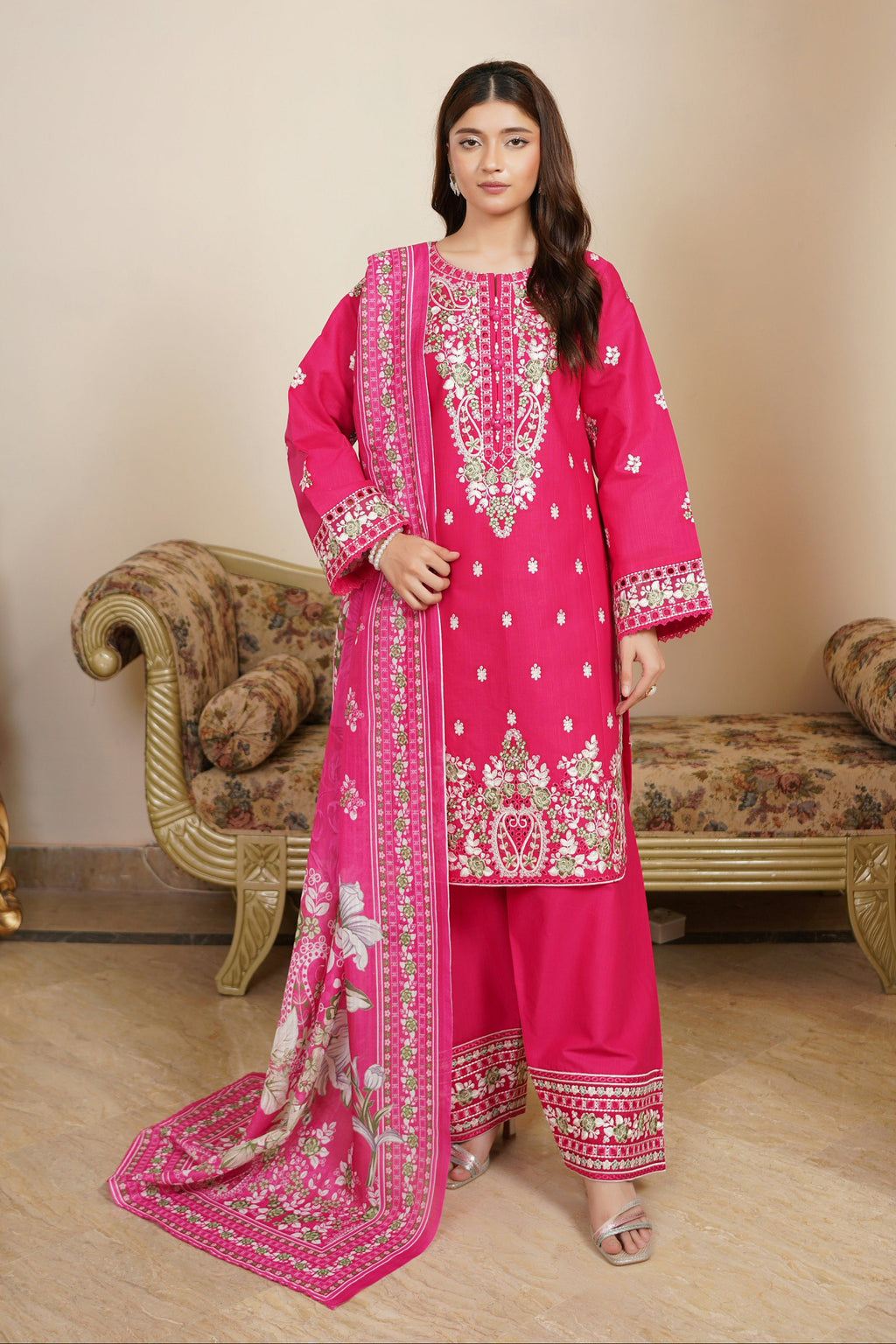3 Piece Khaddar Suit-Embroidered