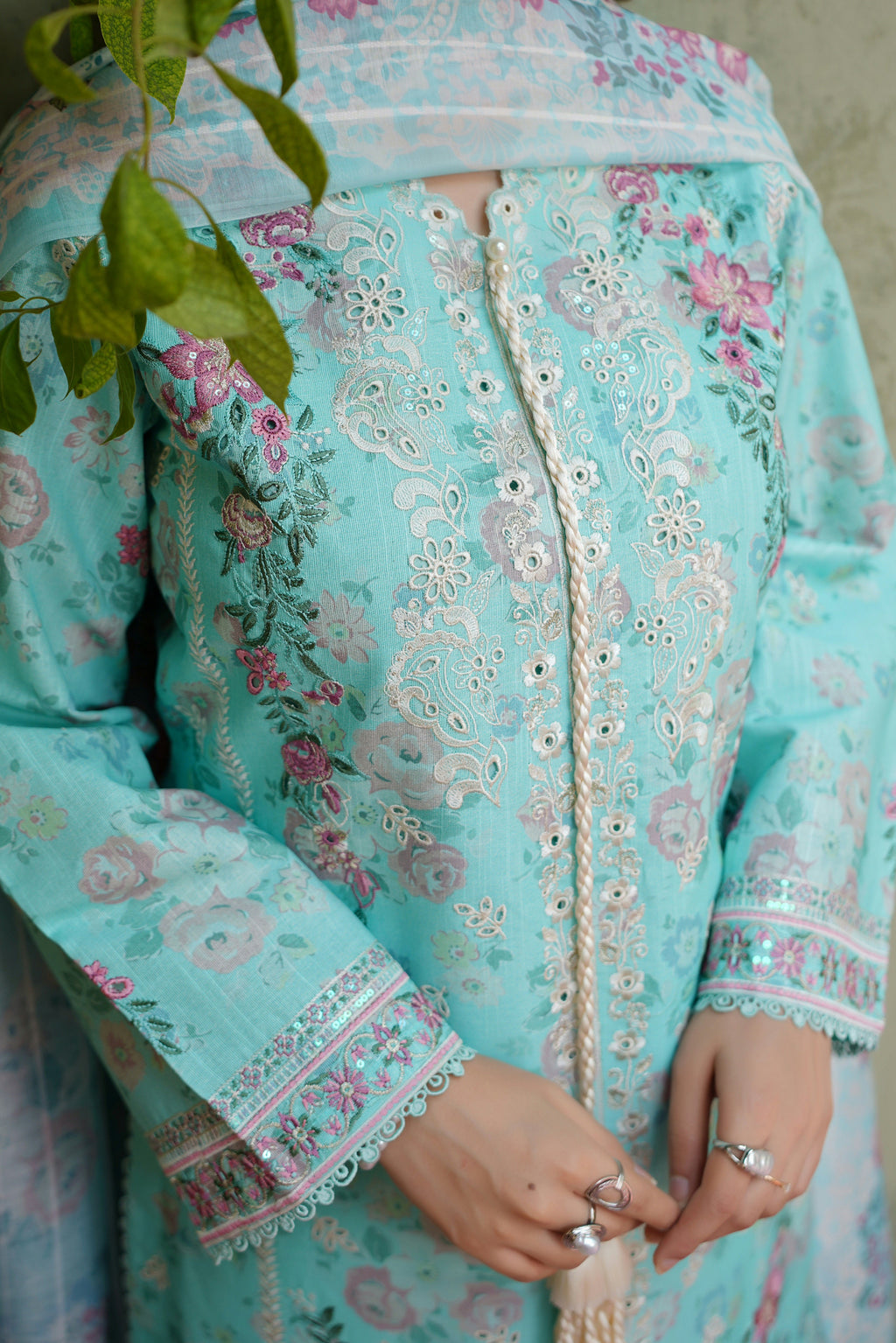 Mint Breeze Embroidered Winter Suite