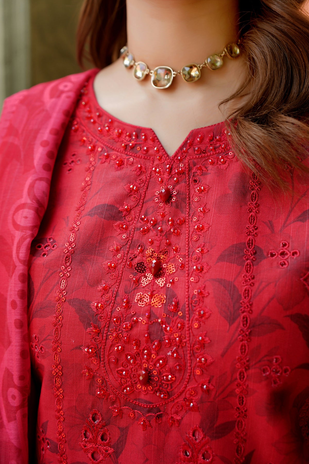 Embroidered 3 Piece Khaddar Suite