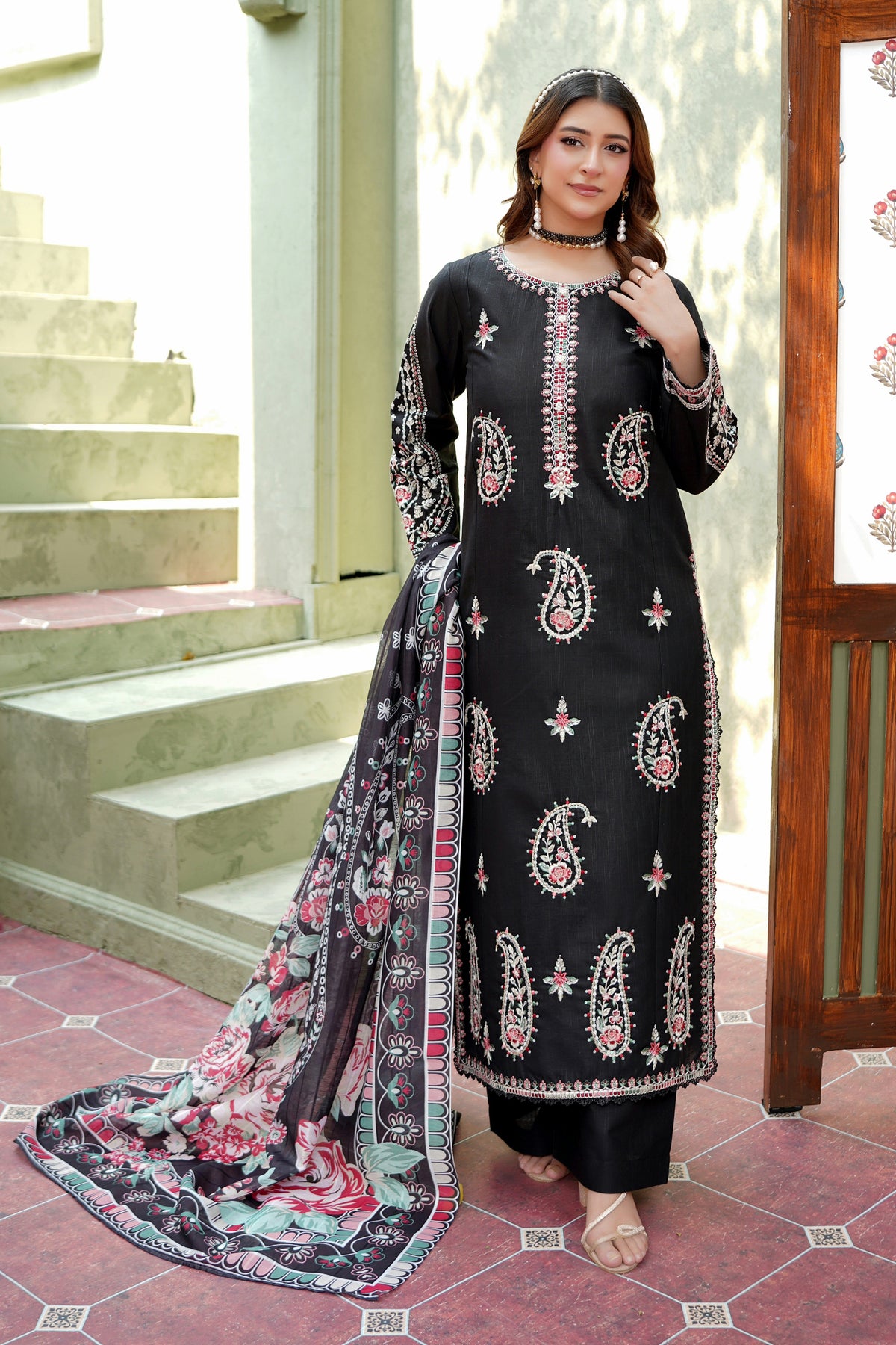 3 Piece Midnight Noir Embroidered Suit