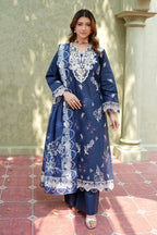Royal Indigo Frost Khaddar Suit-3 Piece