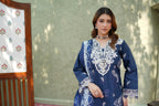 Royal Indigo Frost Khaddar Suit-3 Piece