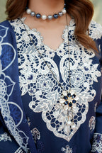 Royal Indigo Frost Khaddar Suit-3 Piece