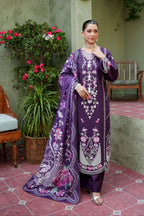 3 Piece Plum Petals Khaddar Suite-Embroidered