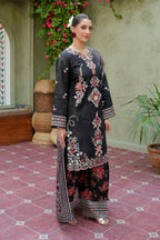 3 Piece Crimson Noir Khaddar Blossom Suite