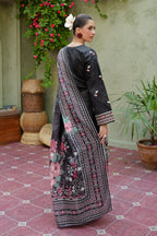 3 Piece Crimson Noir Khaddar Blossom Suite