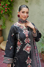 3 Piece Crimson Noir Khaddar Blossom Suite