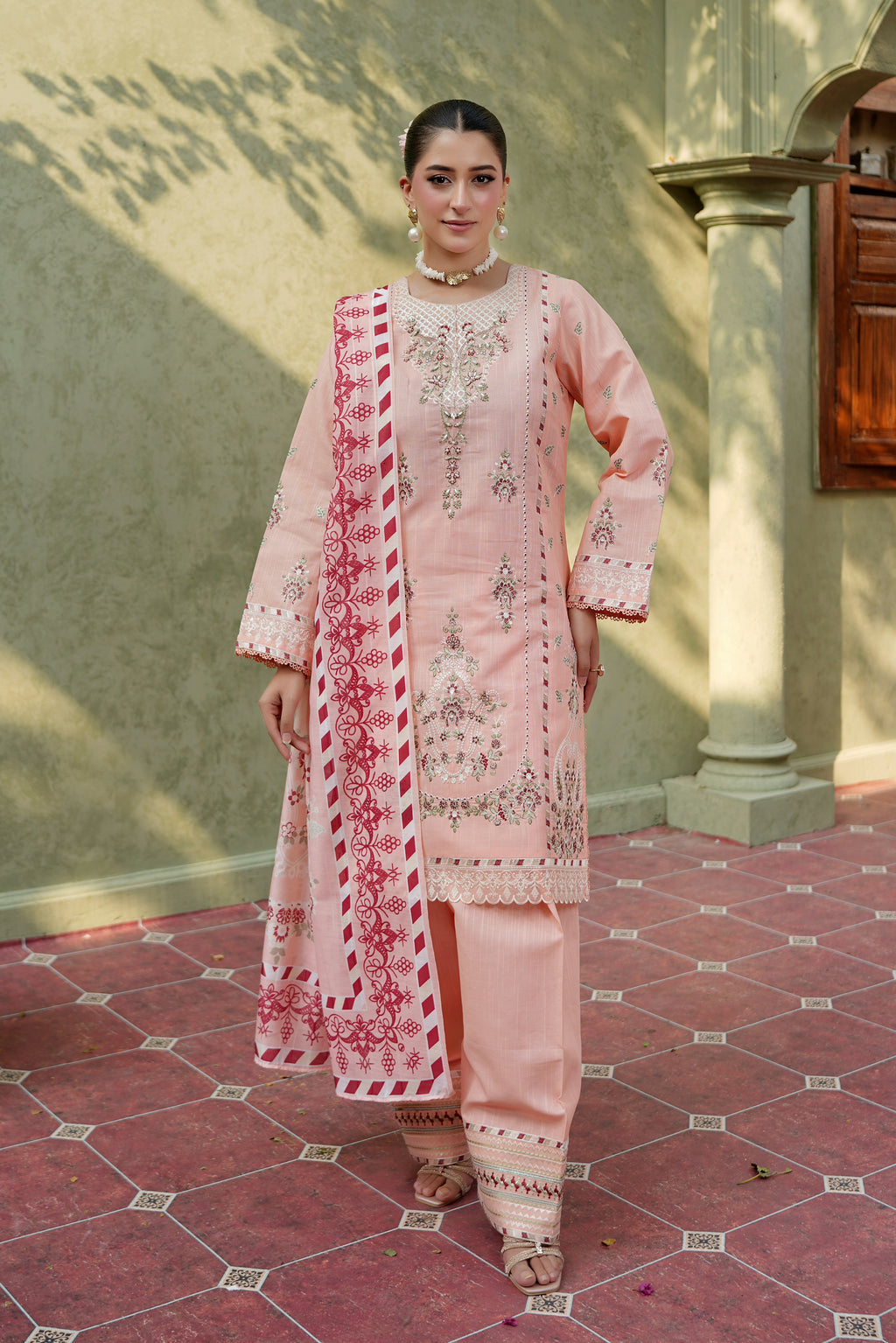 Rose Serenade 3 Piece Khaddar Suite