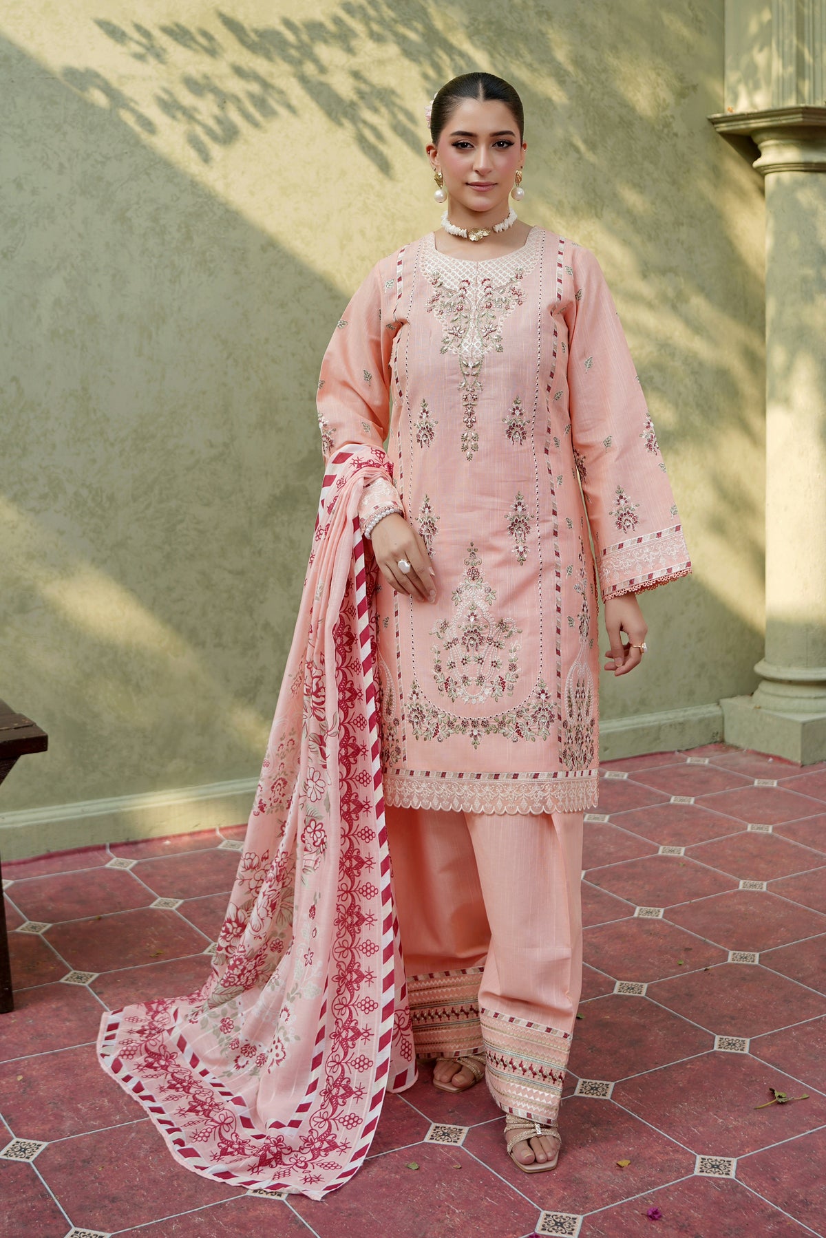 Rose Serenade 3 Piece Khaddar Suite
