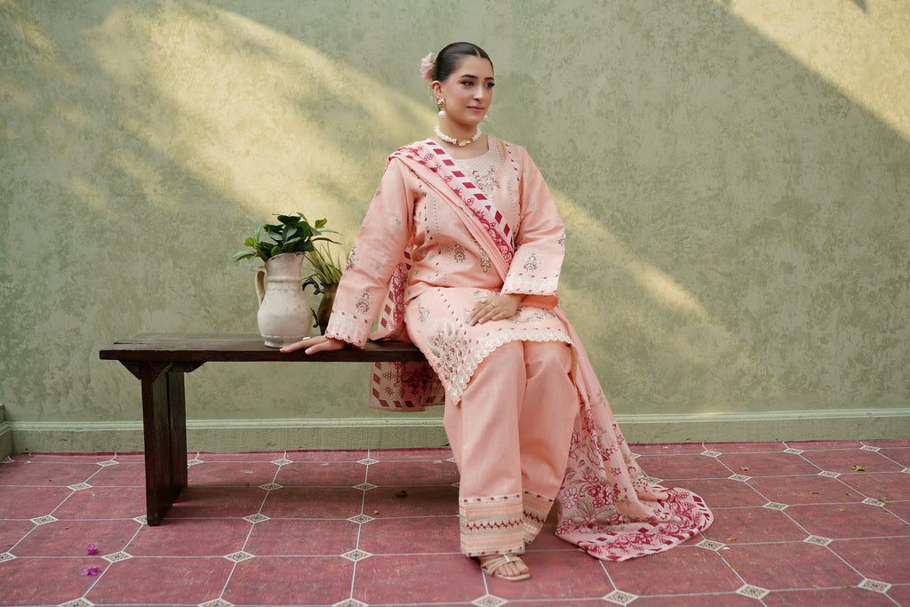 Rose Serenade 3 Piece Khaddar Suite