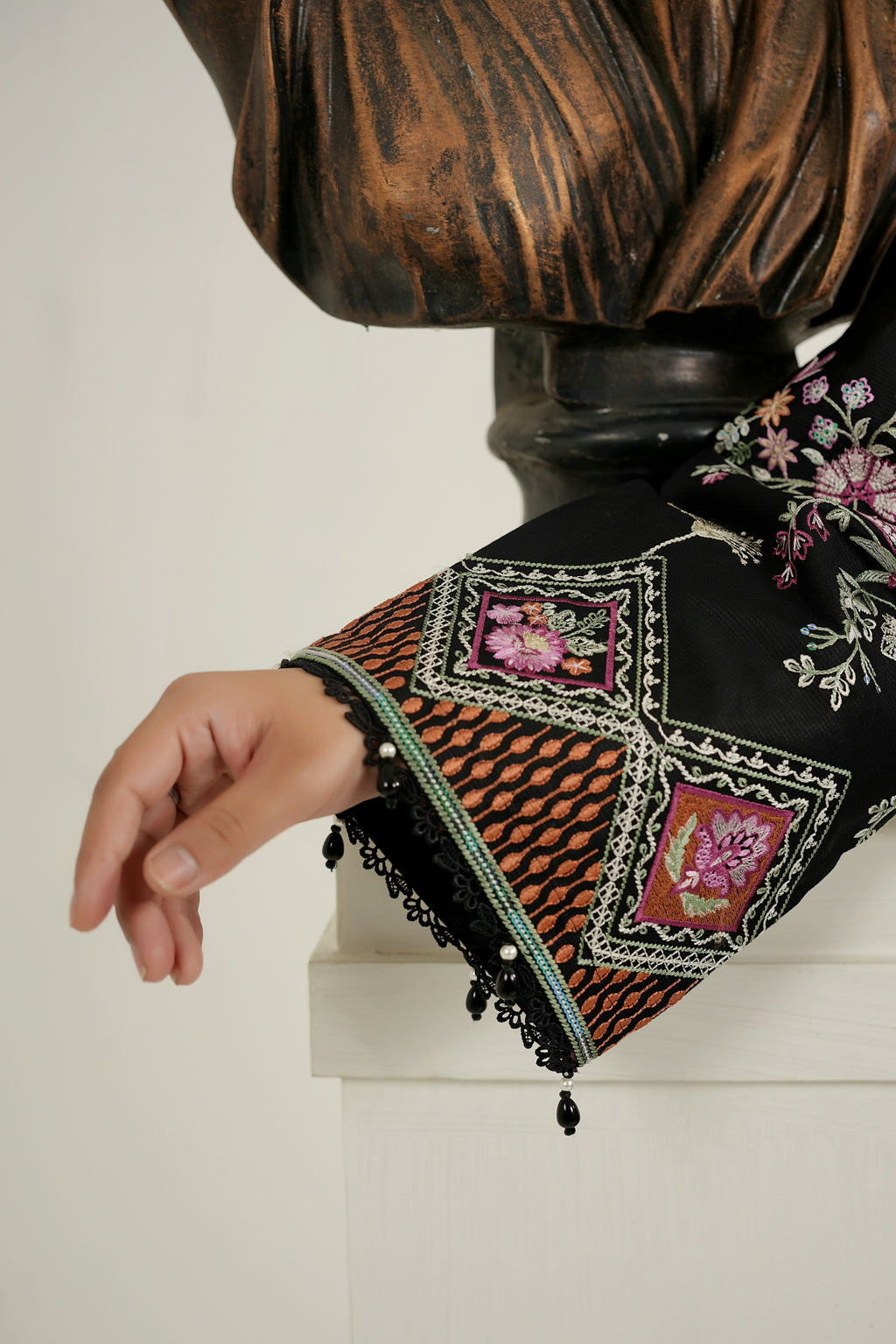 Midnight Bloom Embroidered 3 Piece-Suite