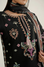 Midnight Bloom Embroidered 3 Piece-Suite