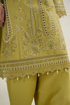 Embroidered 3 Piece Verdant Gold Winter Suite