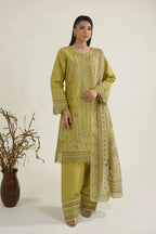 Embroidered 3 Piece Verdant Gold Winter Suite