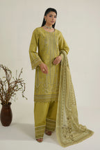 Embroidered 3 Piece Verdant Gold Winter Suite