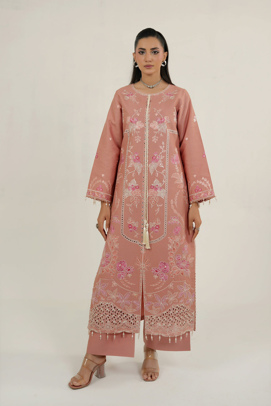 3 Piece Blushing Frost Embroidered Suit