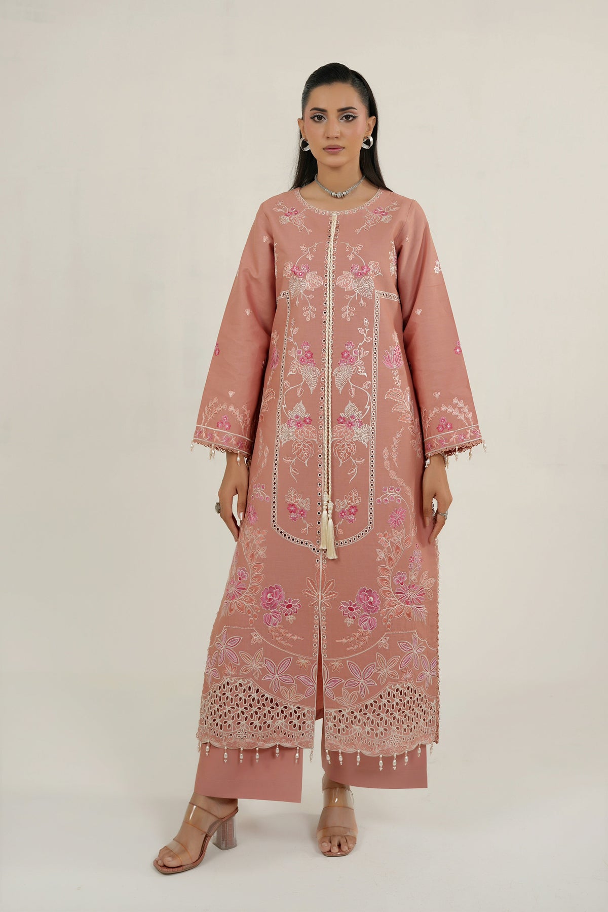 3 Piece Blushing Frost Embroidered Suit