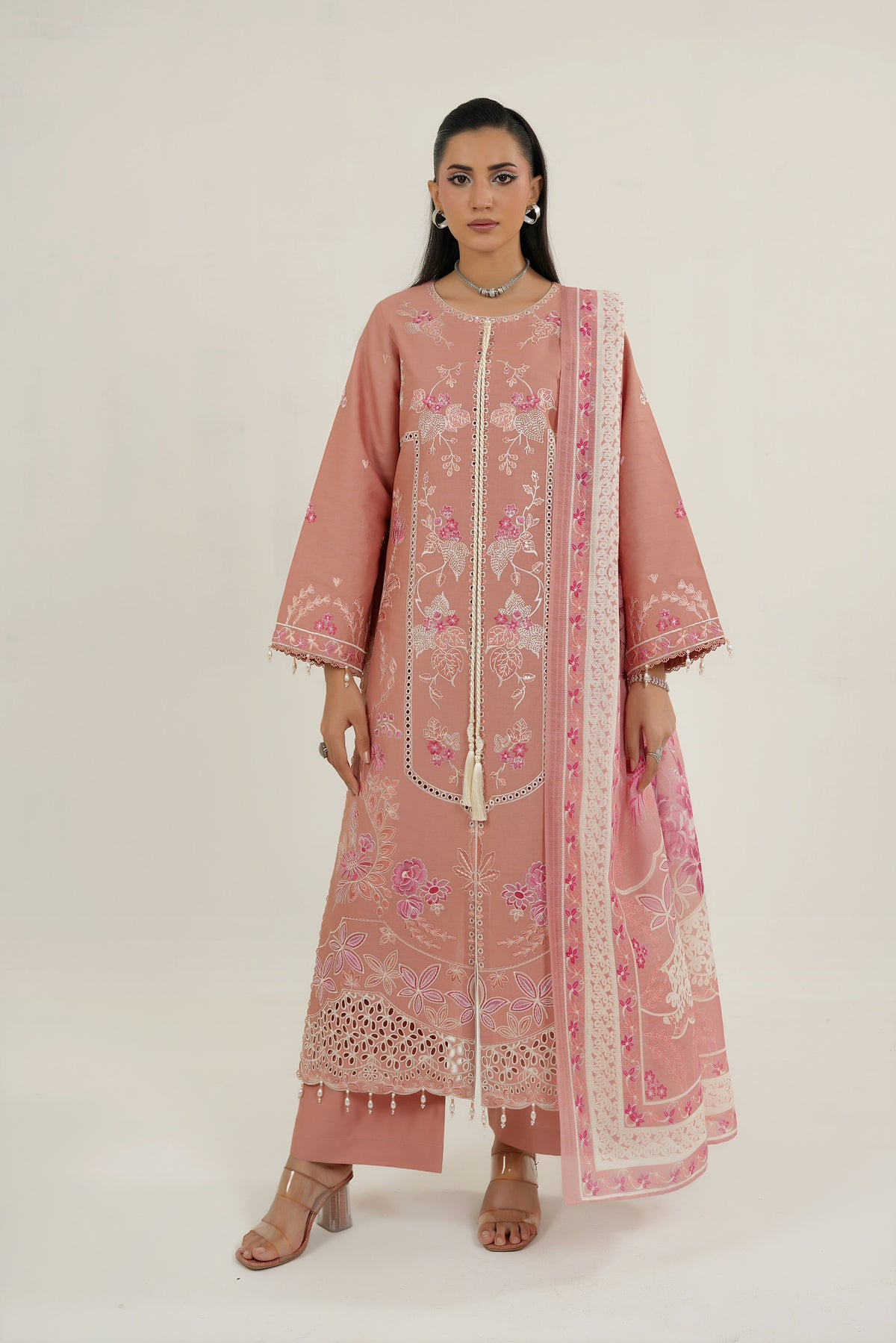 3 Piece Blushing Frost Embroidered Suit