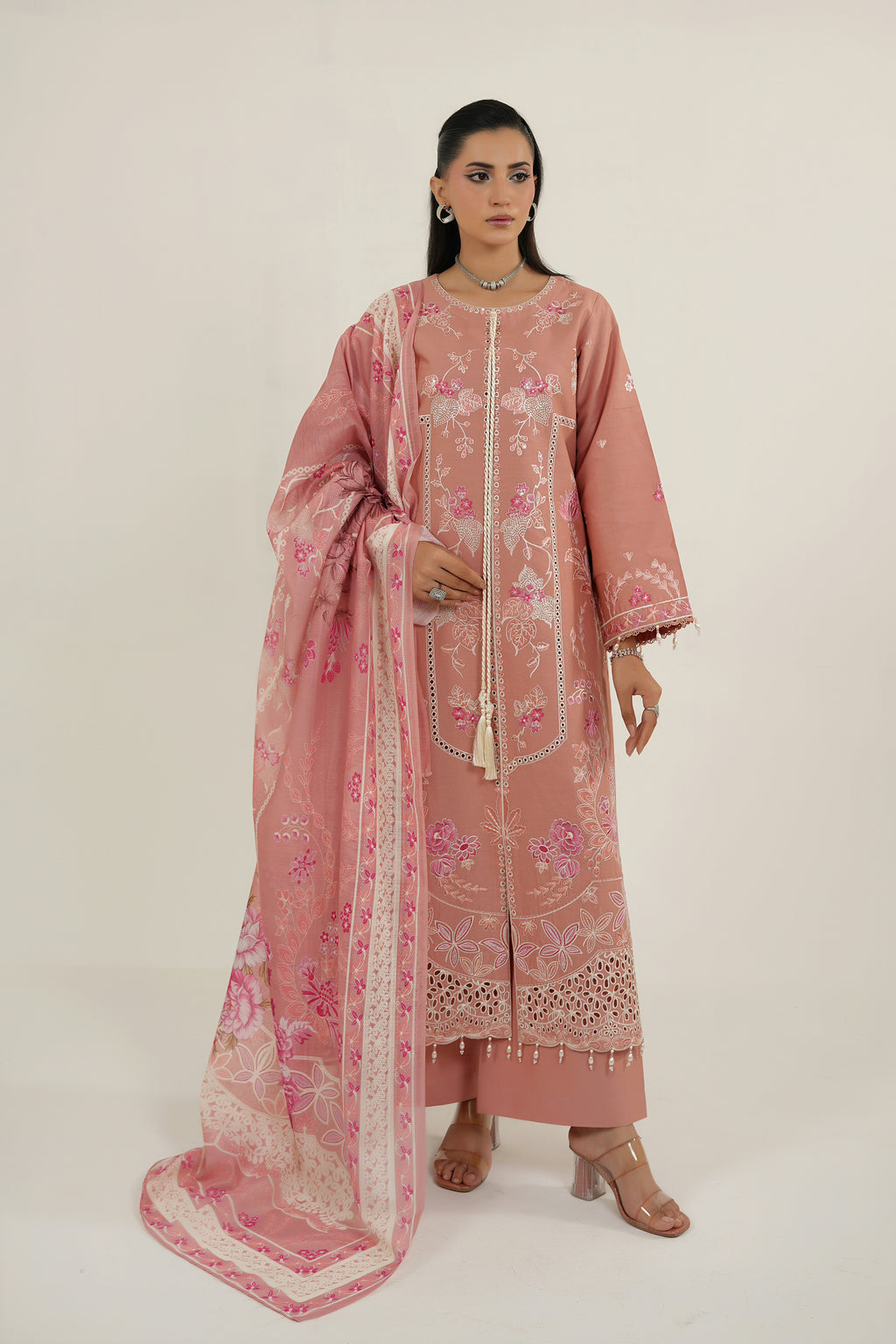 3 Piece Blushing Frost Embroidered Suit