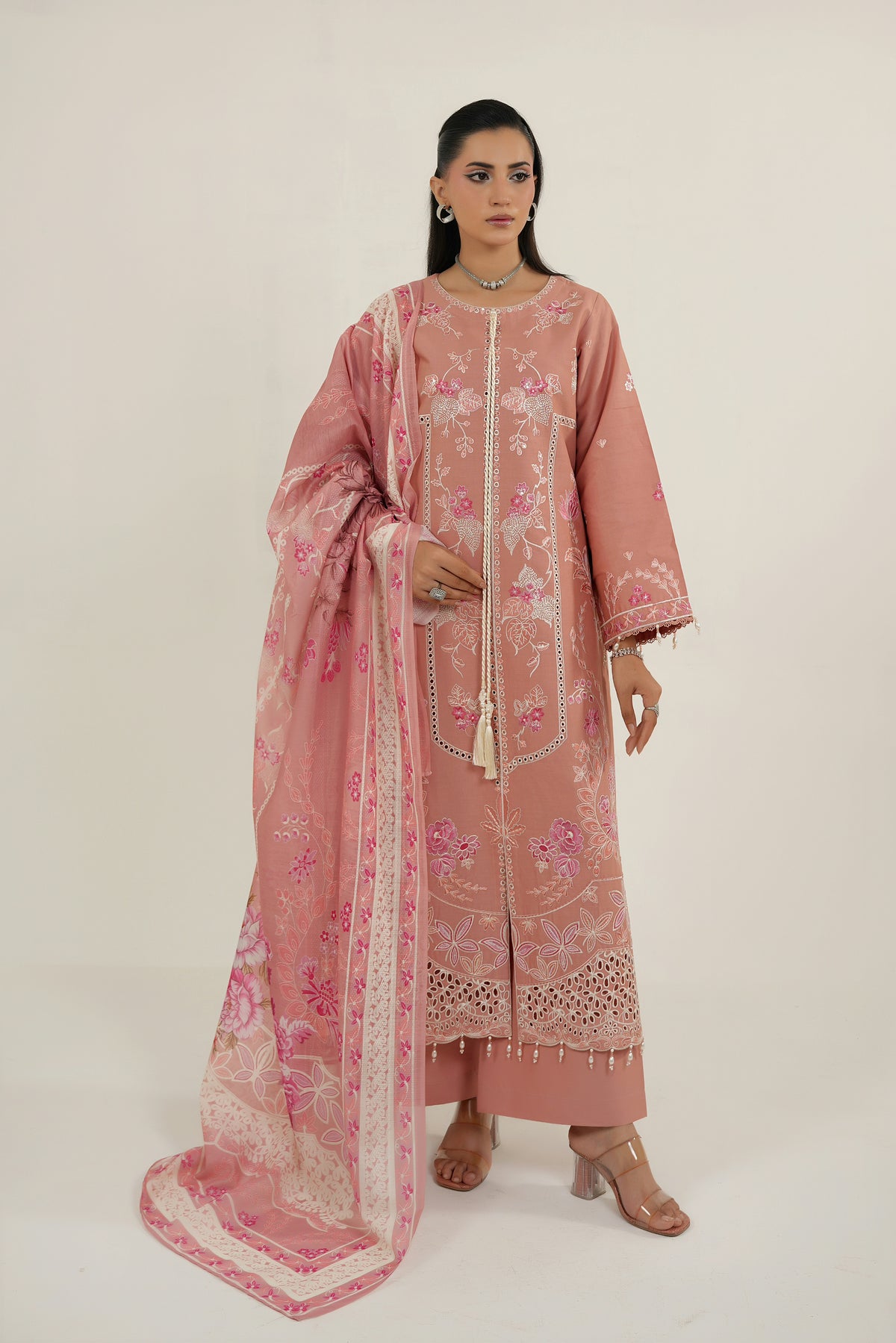 3 Piece Blushing Frost Embroidered Suit