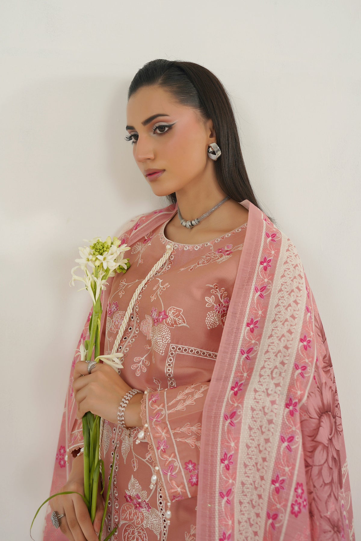 3 Piece Blushing Frost Embroidered Suit