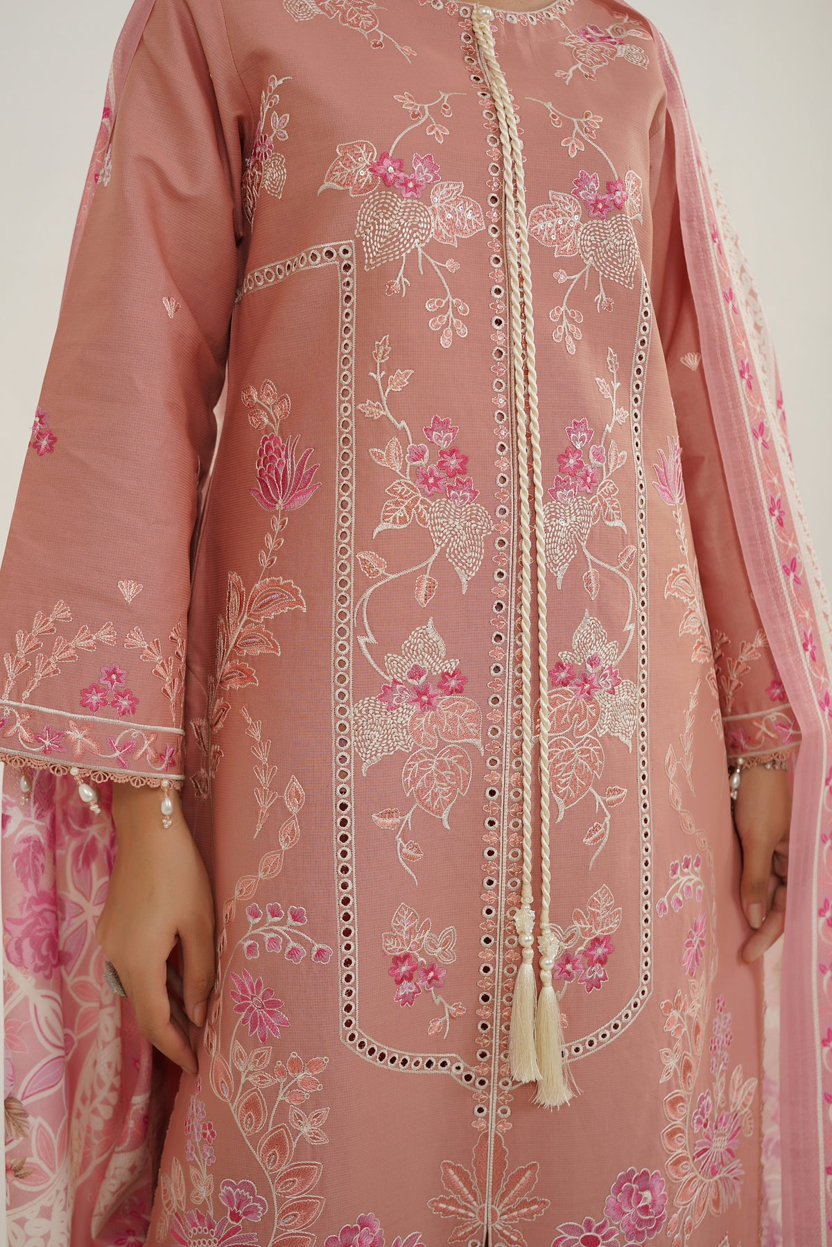 3 Piece Blushing Frost Embroidered Suit
