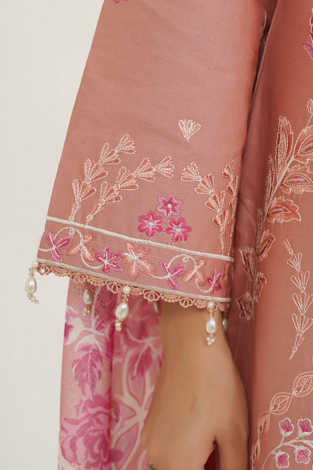 3 Piece Blushing Frost Embroidered Suit