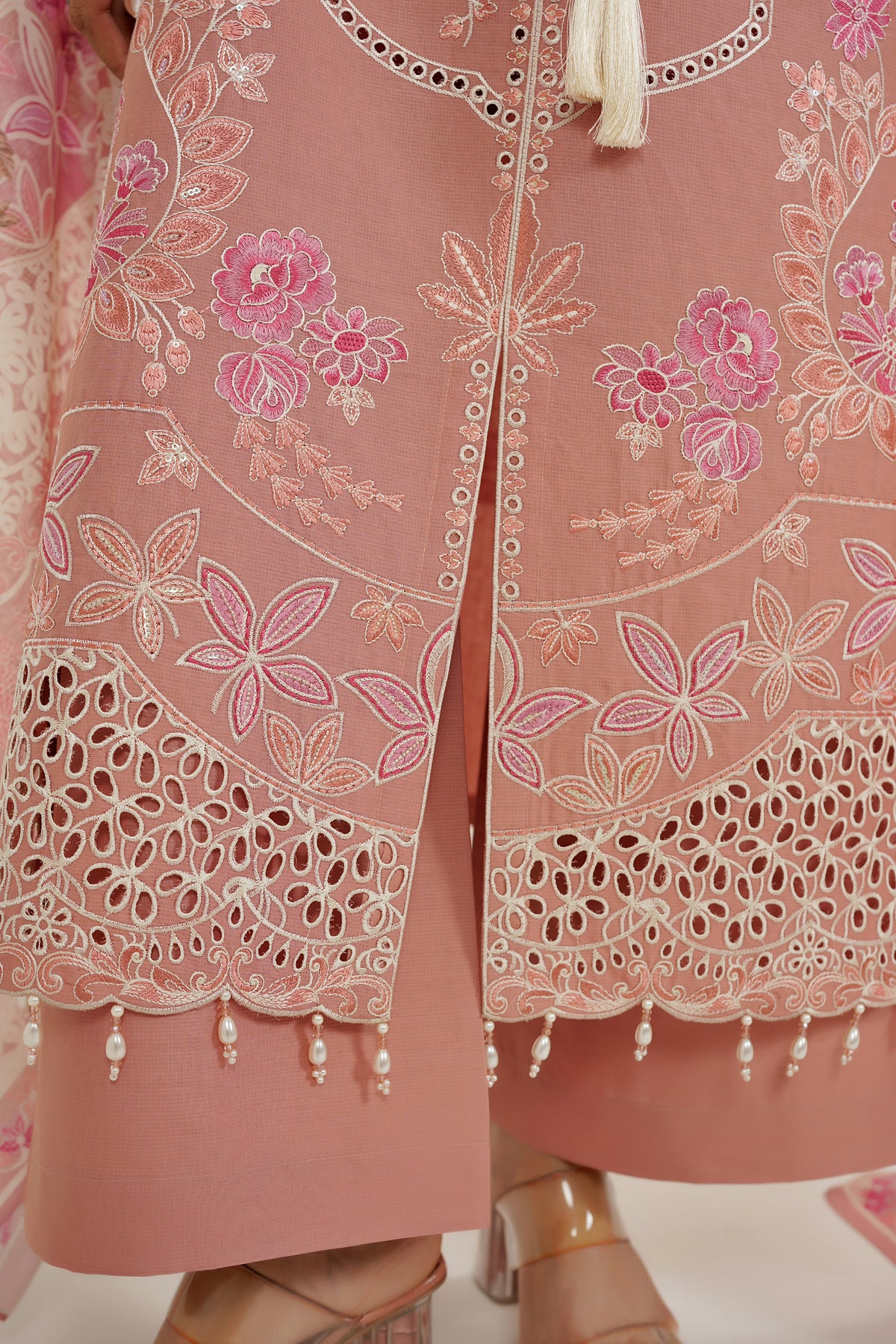 3 Piece Blushing Frost Embroidered Suit