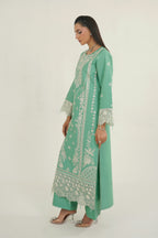 3 Piece Glacial Sage Winter Embroidered Suite