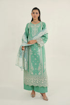 3 Piece Glacial Sage Winter Embroidered Suite