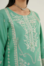 3 Piece Glacial Sage Winter Embroidered Suite
