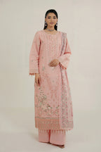 Peach Frost Embroidered Suit-3 Piece