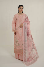 Peach Frost Embroidered Suit-3 Piece