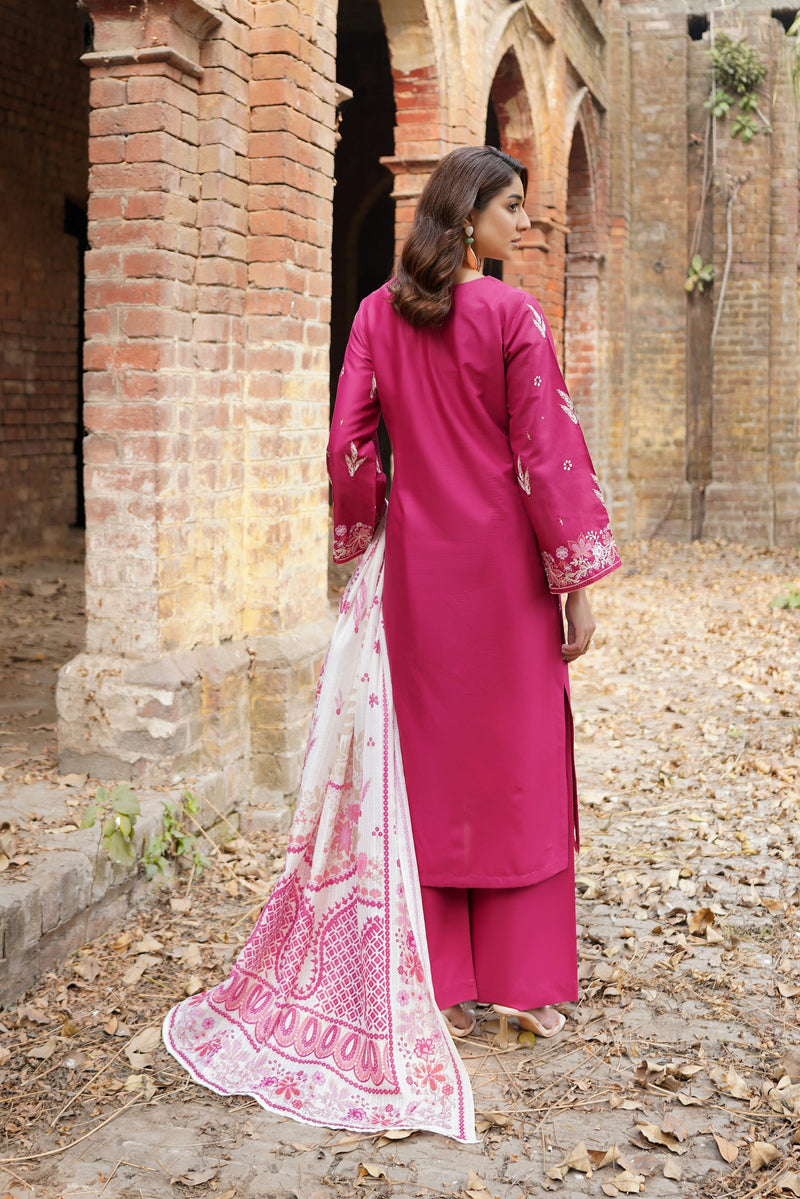 3 Piece Embroidered Summer Cotton Suit-Stitched