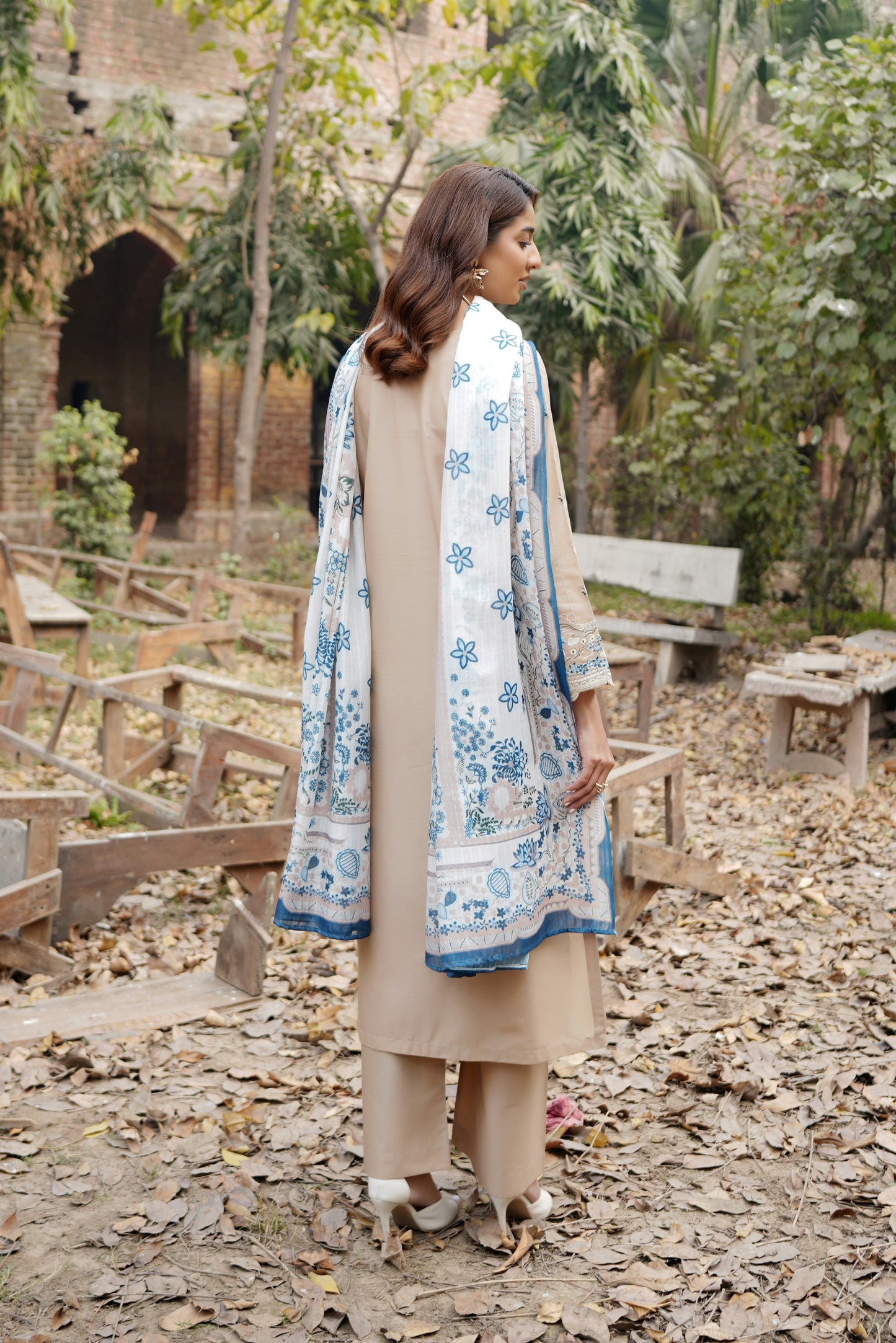 3 Piece Embroidered Summer Cotton Suit-Stitched
