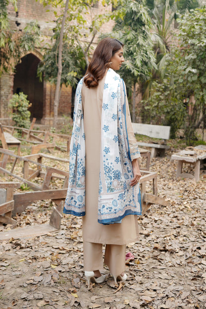 3 Piece Embroidered Summer Cotton Suit-Stitched