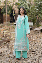 3 Piece Embroidered Summer Cotton Suit-Stitched