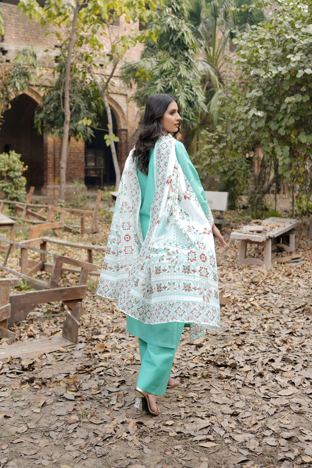 3 Piece Embroidered Summer Cotton Suit-Stitched