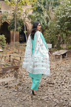 3 Piece Embroidered Summer Cotton Suit-Stitched