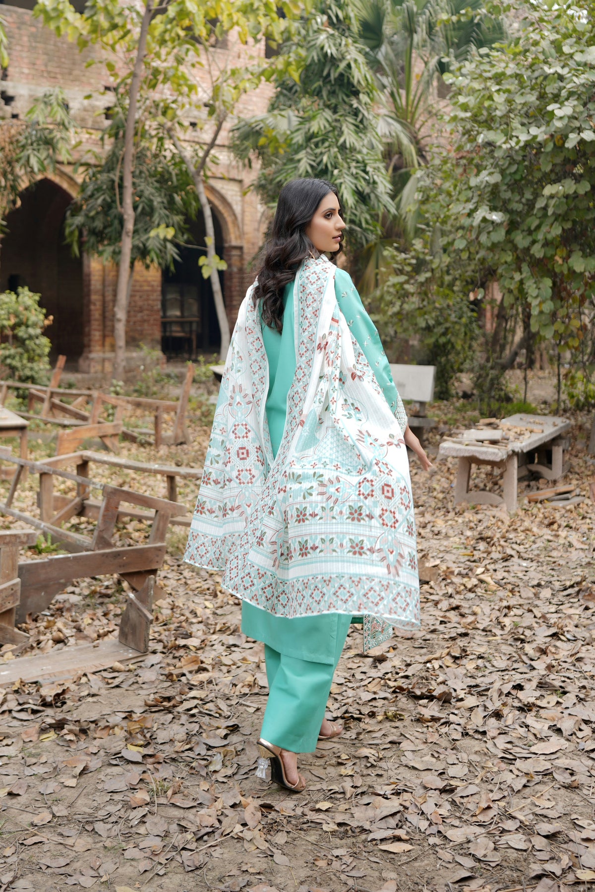 3 Piece Embroidered Summer Cotton Suit-Stitched