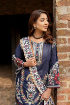 3 Piece Embroidered Summer Cotton Suit-Stitched