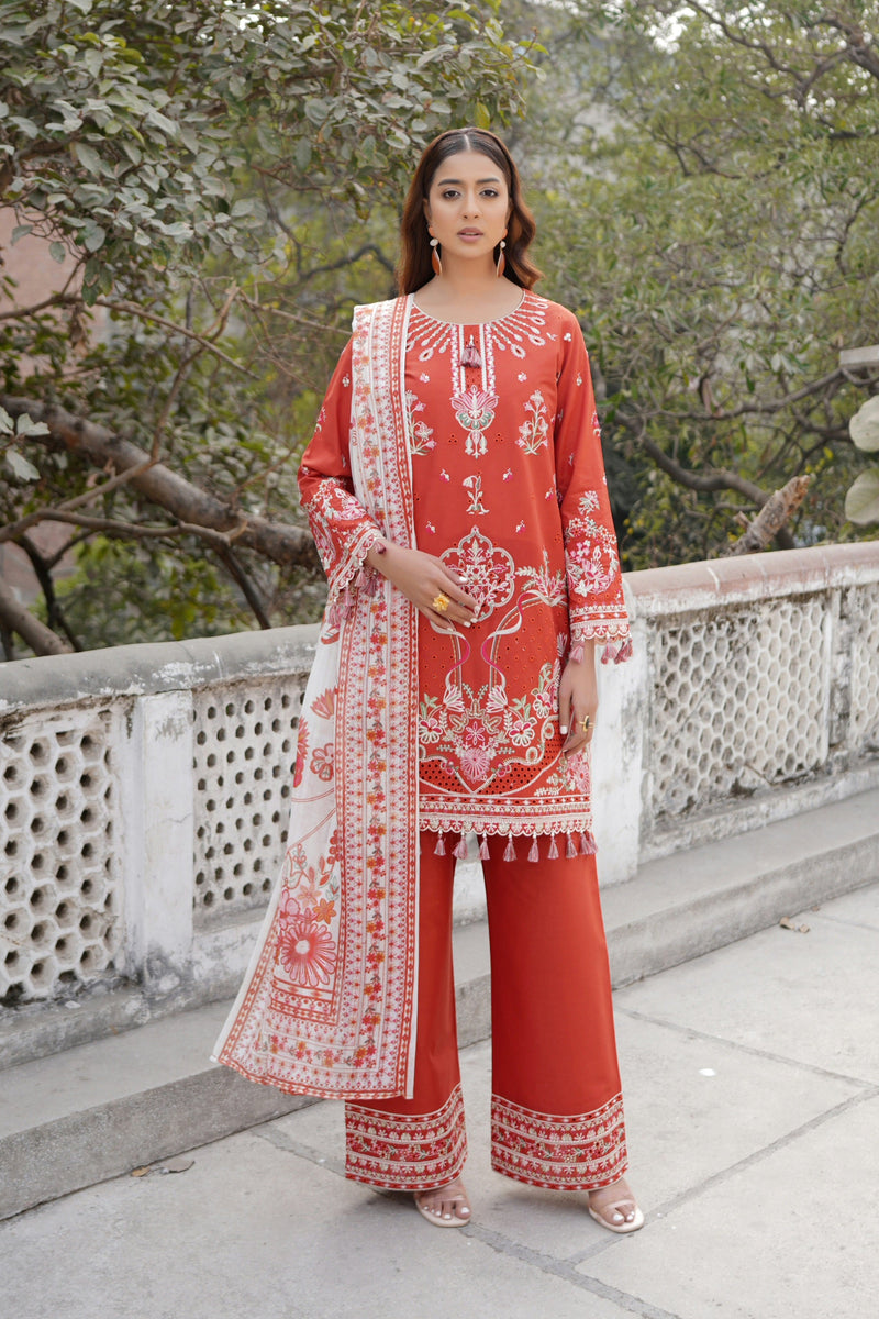 Embroidered Summer Cotton Suit-3 Piece Stitched