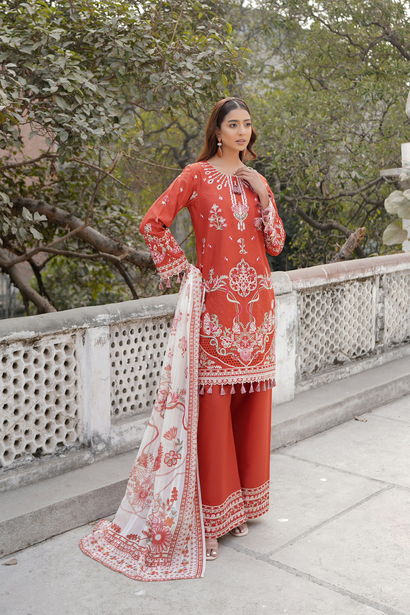 Embroidered Summer Cotton Suit-3 Piece Stitched