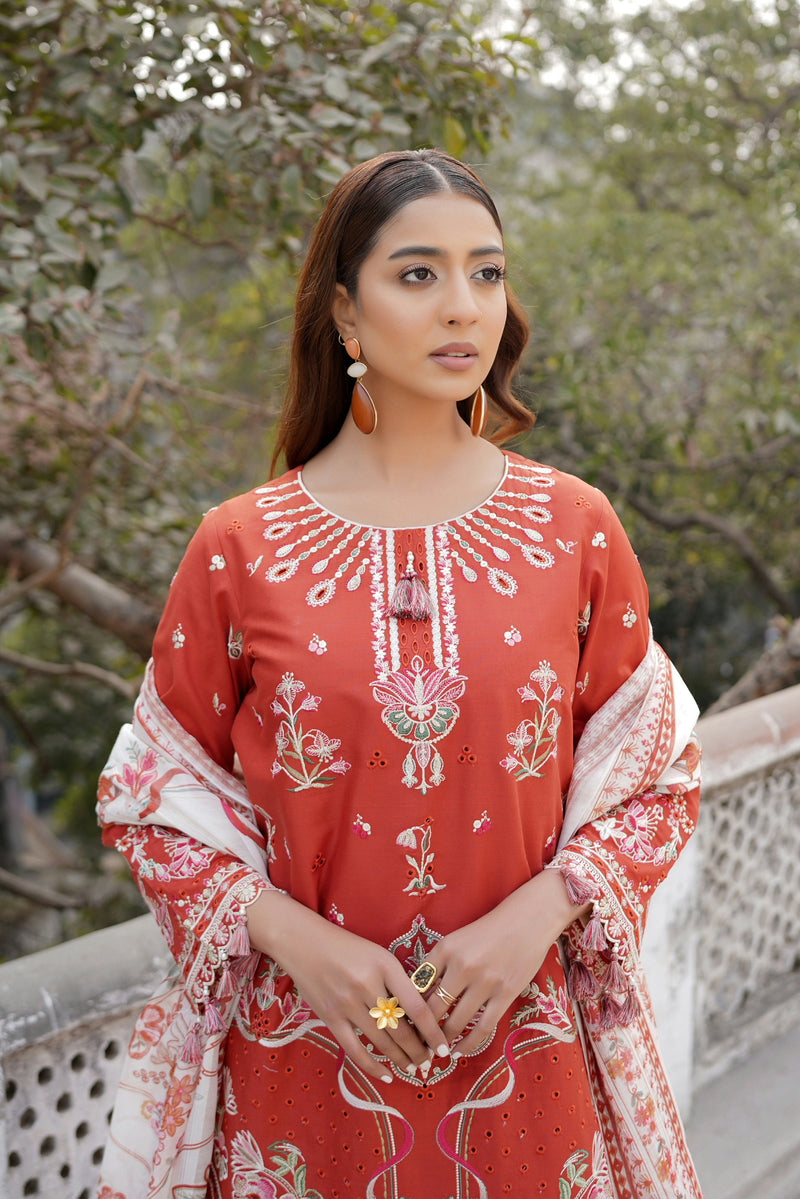 Embroidered Summer Cotton Suit-3 Piece Stitched