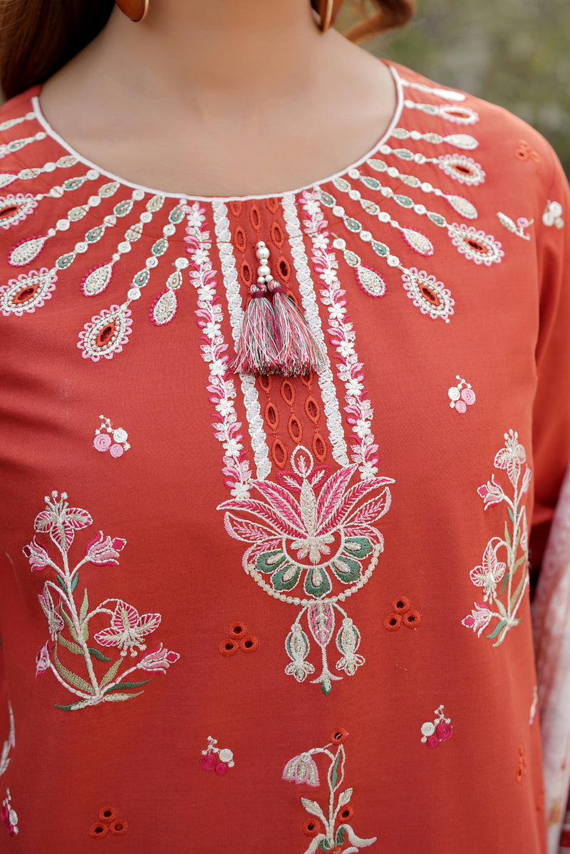 Embroidered Summer Cotton Suit-3 Piece Stitched