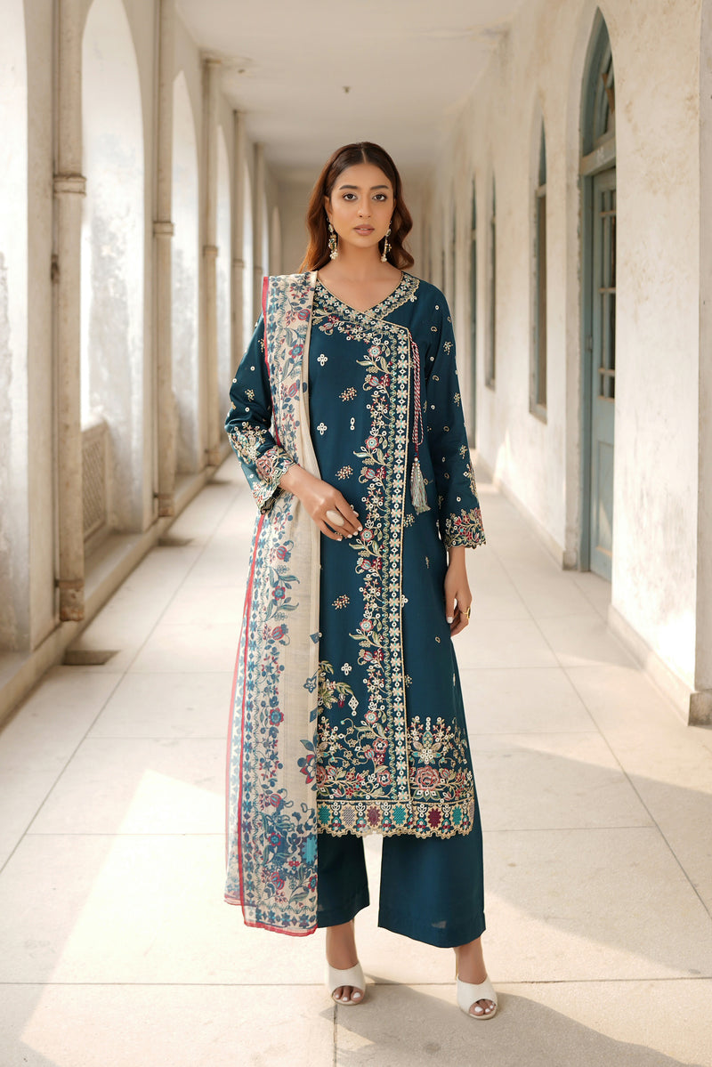 Embroidered Summer Cotton Suit-3 Piece Stitched