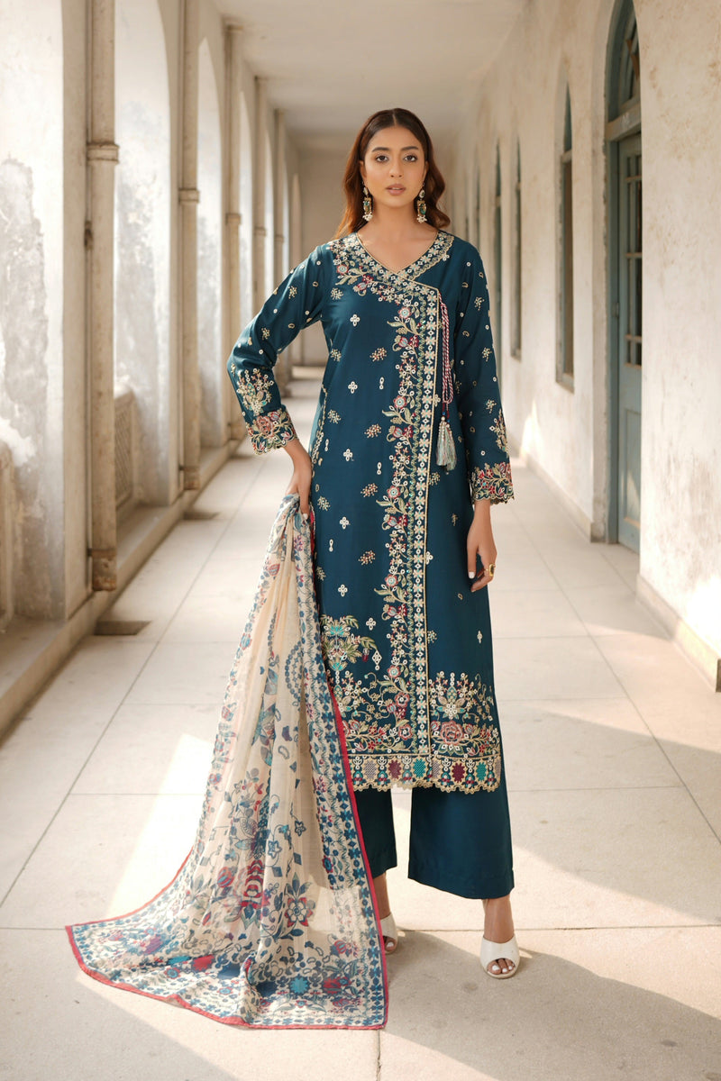 Embroidered Summer Cotton Suit-3 Piece Stitched