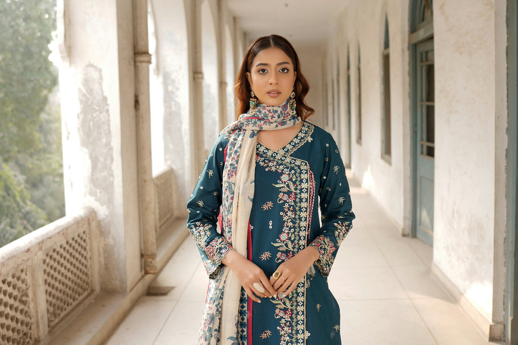 Embroidered Summer Cotton Suit-3 Piece Stitched