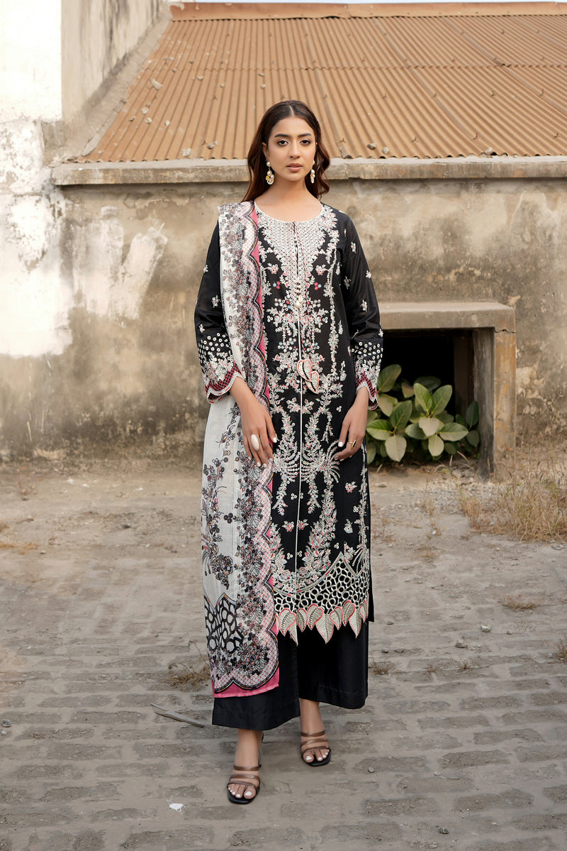 Embroidered Summer Cotton Suit-3 Piece Stitched