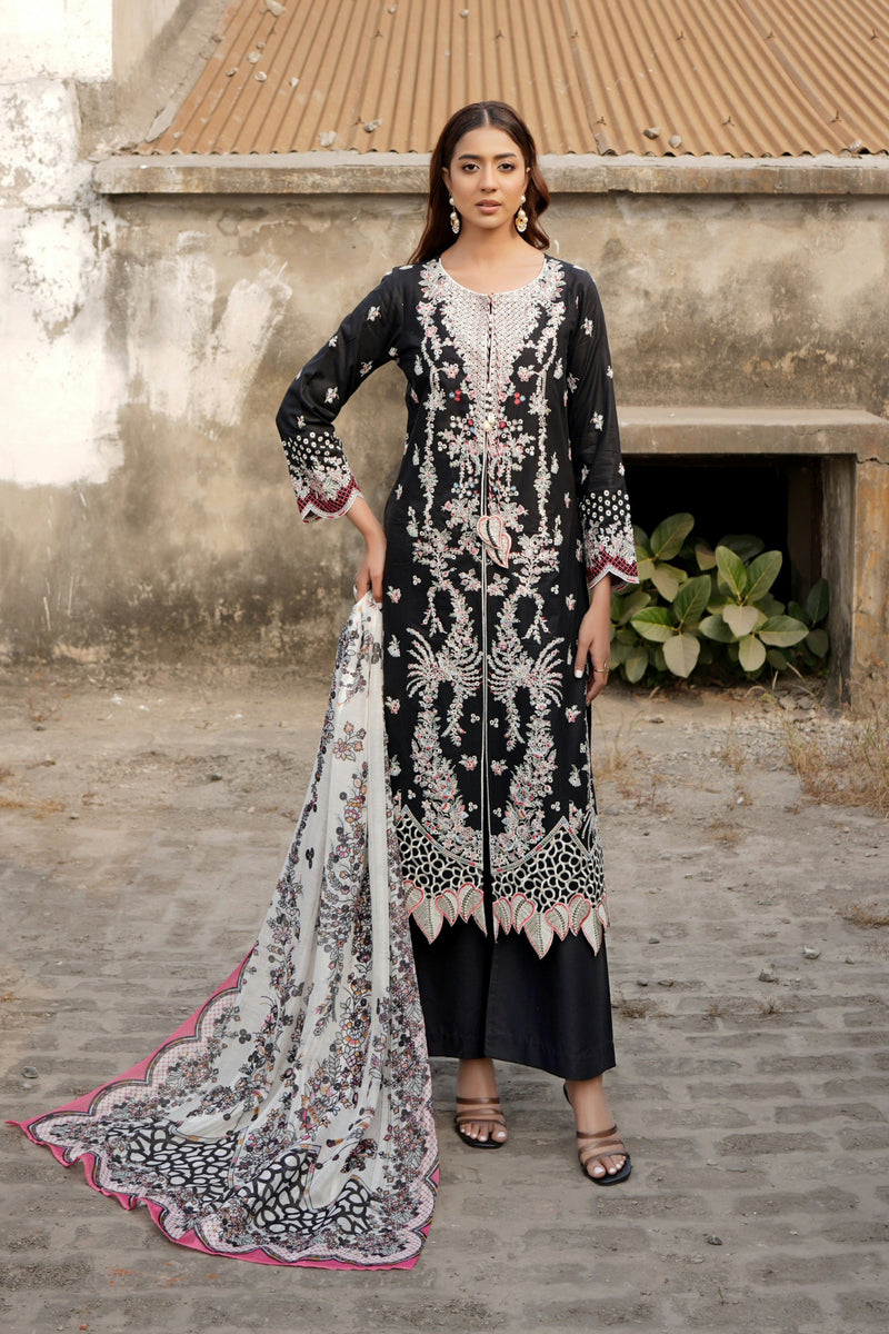 Embroidered Summer Cotton Suit-3 Piece Stitched